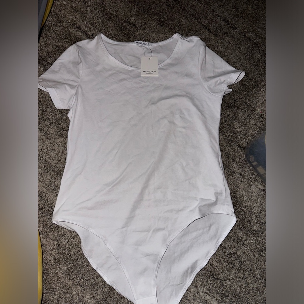 MANGOPOP Women's Crew Neck Short Sleeve Bodysuit Basic NWT